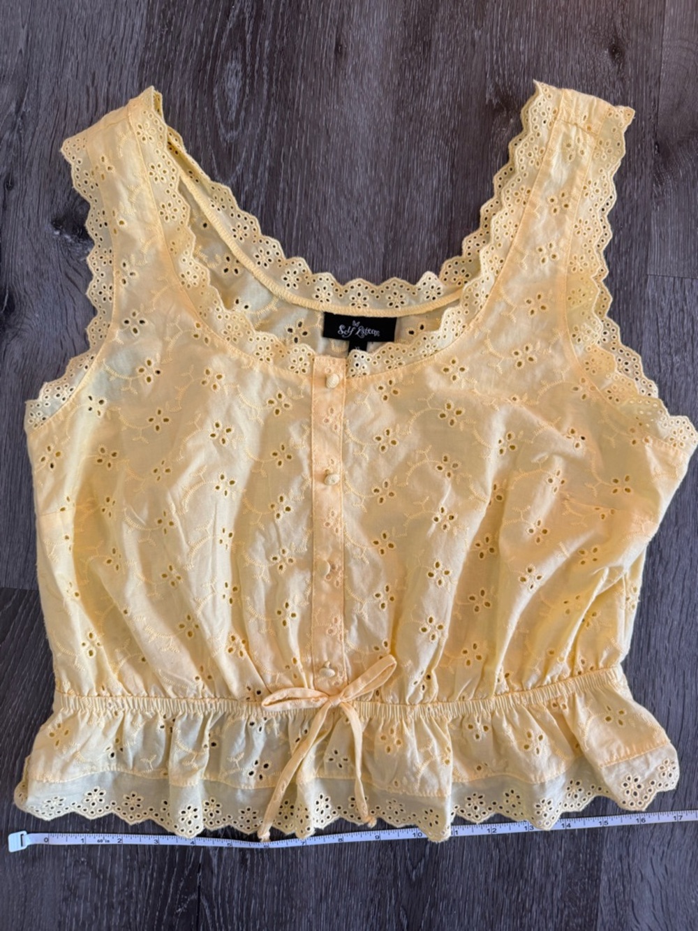 Self Esteem Butter Yellow Size XL Tank Top With Bow 100% Cotton